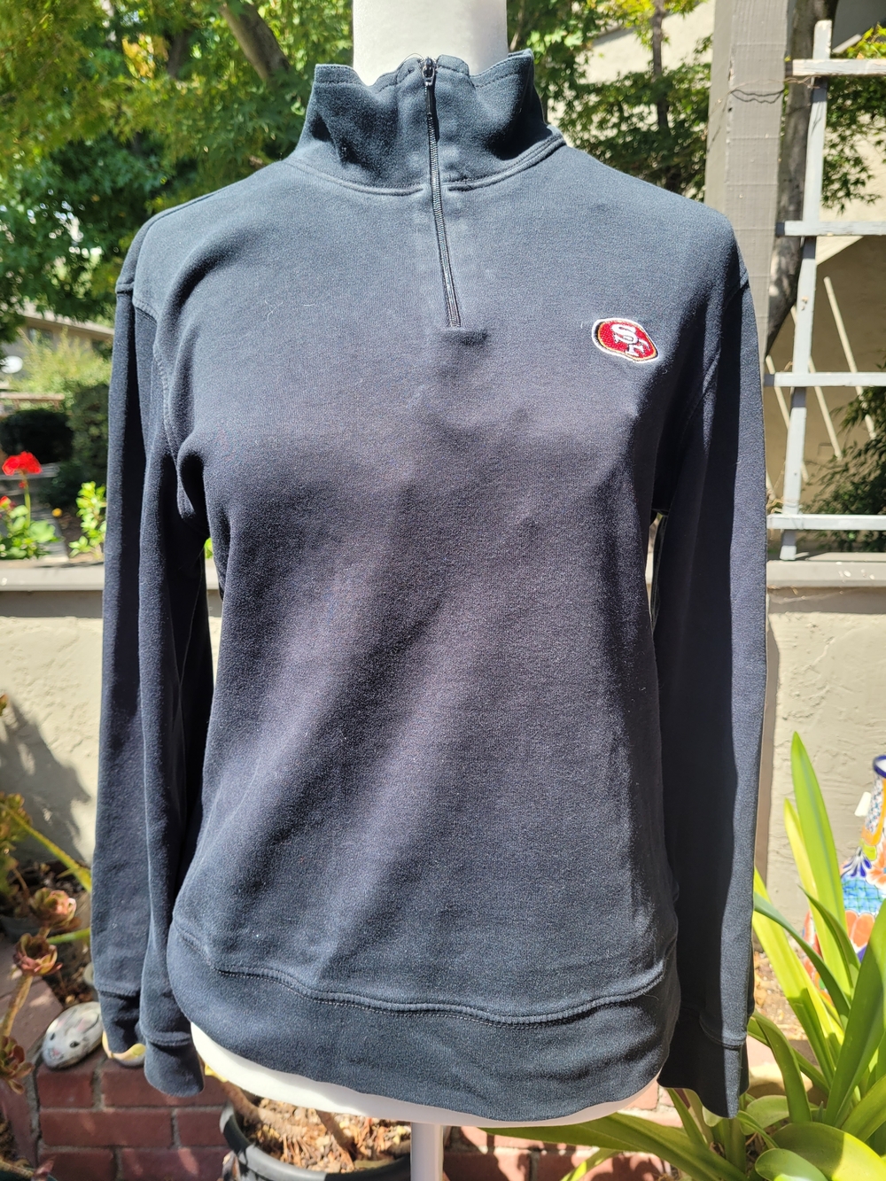 Reebok Black Quarter-Zip Sweatshirt with Red San Francisco 49'ers Logo